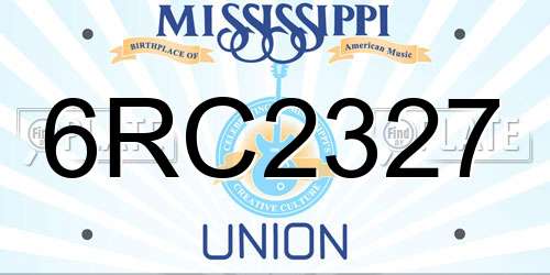 6RC2327 Mississippi License Plate