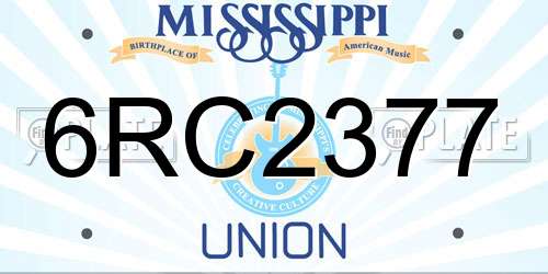 6RC2377 Mississippi License Plate