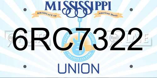6RC7322 Mississippi License Plate