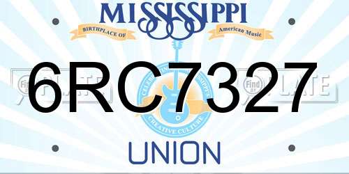 6RC7327 Mississippi License Plate