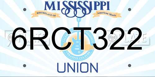 6RCT322 Mississippi License Plate