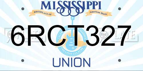 6RCT327 Mississippi License Plate