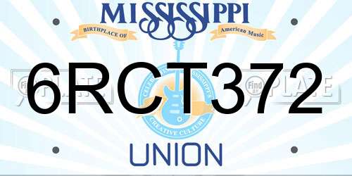 6RCT372 Mississippi License Plate