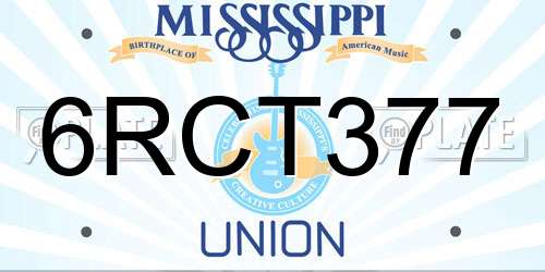 6RCT377 Mississippi License Plate