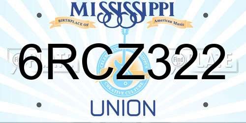 6RCZ322 Mississippi License Plate