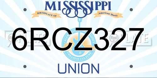6RCZ327 Mississippi License Plate