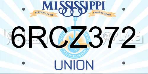 6RCZ372 Mississippi License Plate