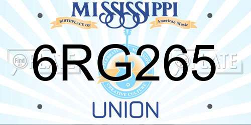 6RG265 Mississippi License Plate