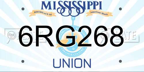 6RG268 Mississippi License Plate