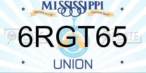 6RGT65 Mississippi License Plate