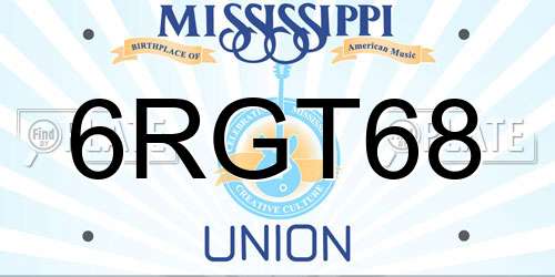 6RGT68 Mississippi License Plate