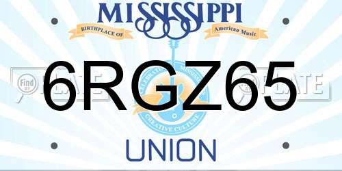 6RGZ65 Mississippi License Plate