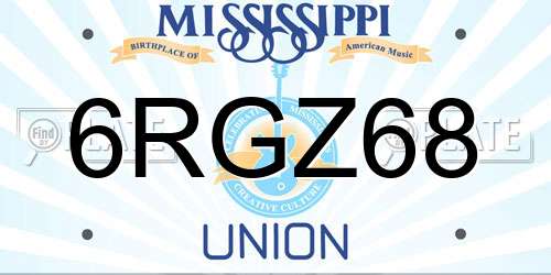 6RGZ68 Mississippi License Plate