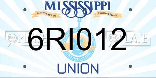 6RI012 Mississippi License Plate