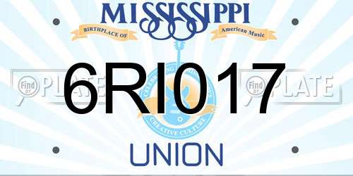 6RI017 Mississippi License Plate