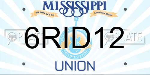 6RID12 Mississippi License Plate