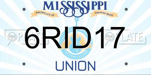 6RID17 Mississippi License Plate