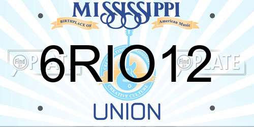 6RIO12 Mississippi License Plate