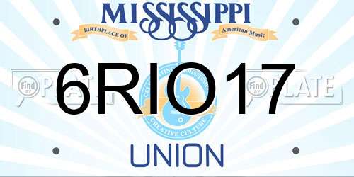 6RIO17 Mississippi License Plate