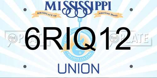 6RIQ12 Mississippi License Plate
