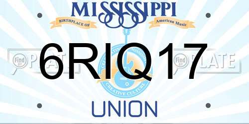6RIQ17 Mississippi License Plate