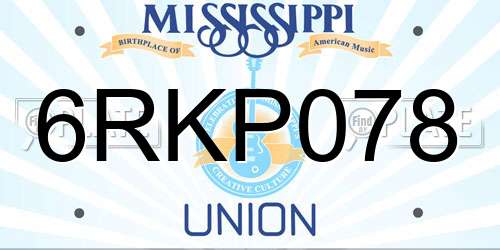 6RKP078 Mississippi License Plate