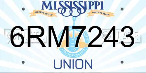 6RM7243 Mississippi License Plate