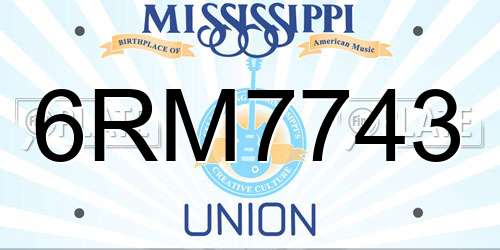 6RM7743 Mississippi License Plate
