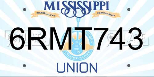6RMT743 Mississippi License Plate