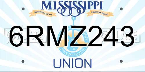 6RMZ243 Mississippi License Plate