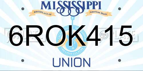 6ROK415 Mississippi License Plate