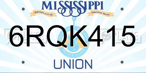 6RQK415 Mississippi License Plate