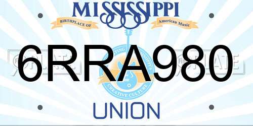 6RRA980 Mississippi License Plate