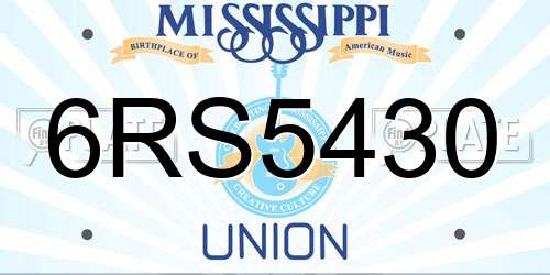 6RS5430 Mississippi License Plate