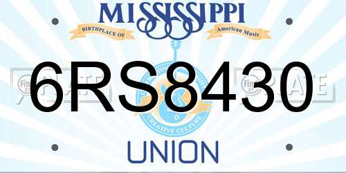 6RS8430 Mississippi License Plate