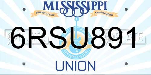 6RSU891 Mississippi License Plate