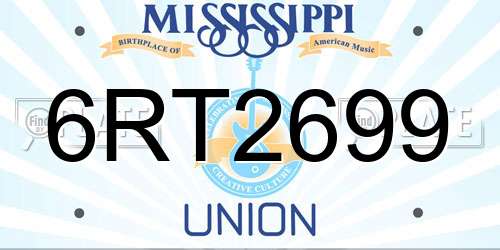 6RT2699 Mississippi License Plate
