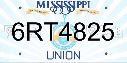 6RT4825 Mississippi License Plate