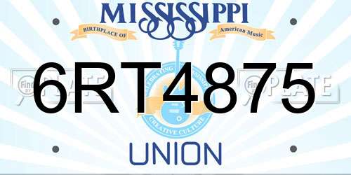 6RT4875 Mississippi License Plate