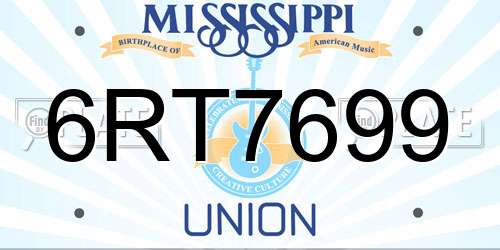 6RT7699 Mississippi License Plate