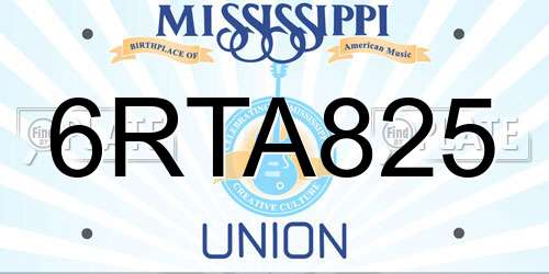 6RTA825 Mississippi License Plate