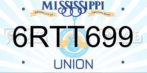 6RTT699 Mississippi License Plate