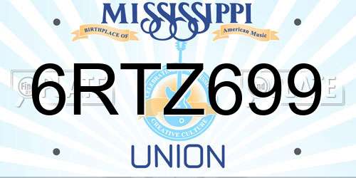 6RTZ699 Mississippi License Plate