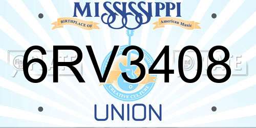 6RV3408 Mississippi License Plate