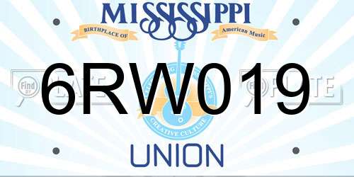 6RW019 Mississippi License Plate