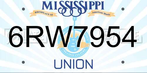 6RW7954 Mississippi License Plate