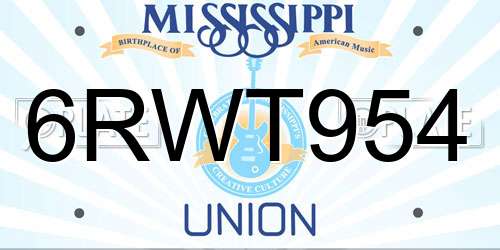 6RWT954 Mississippi License Plate