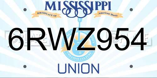 6RWZ954 Mississippi License Plate