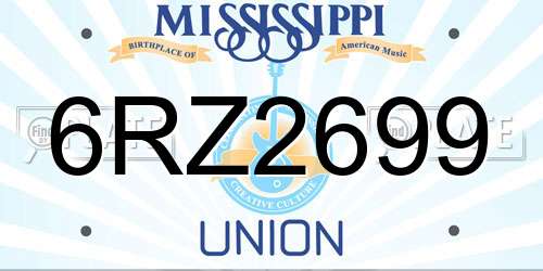 6RZ2699 Mississippi License Plate