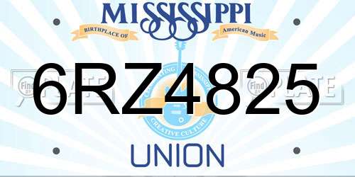 6RZ4825 Mississippi License Plate